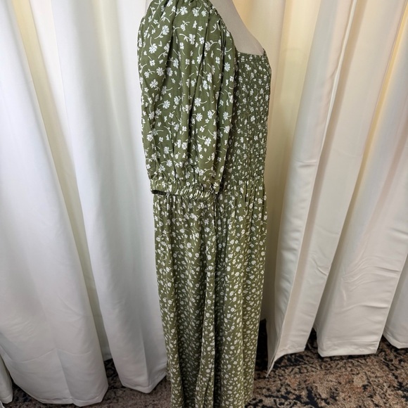 NWT Lulus ‘Strolls With You’ Olive Green Floral Print Puff Sleeve Maxi Dress 3X - Picture 14 of 15